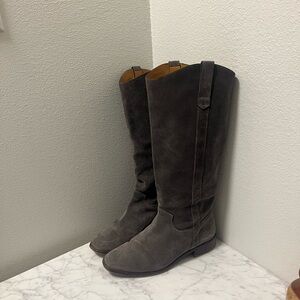Sezane Gray Suede Knee-High Boots
